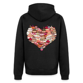 Cake Heart Cake Baking Bakery Gift Idea - Unisex Premium Organic Zip Hoodie - black - Back - Nico (187cm)