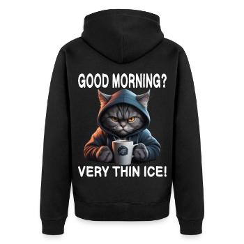 Guten Morgen Sehr dünnes Eis - Unisex Premium Bio Zip Hoodie - Schwarz - Hinten - Nico (187cm)
