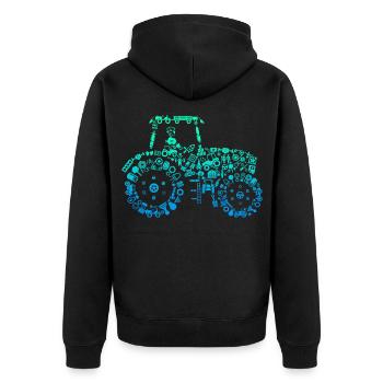 Tractor - Unisex Premium Organic Zip Hoodie - black - Back - Nico (187cm)