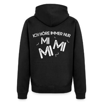 Ich Höre Immer Nur MiMiMi - Unisex Premium Bio Zip Hoodie - Schwarz - Hinten - Nico (187cm)