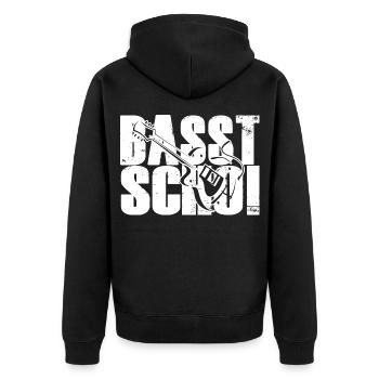 Basst Scho Bass Gitarre Bassist Bassisten - Unisex Premium Bio Zip Hoodie - Schwarz - Hinten - Nico (187cm)