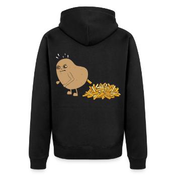 Kartoffel Kackt Pommes - Unisex Premium Bio Zip Hoodie - Schwarz - Hinten - Nico (187cm)