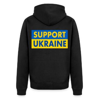 Support ukraine - Unisex Premium Bio Zip Hoodie - Schwarz - Hinten - Nico (187cm)