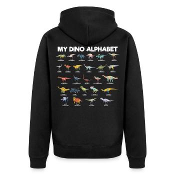 Mein Dino Alphabet - Unisex Premium Bio Zip Hoodie - Schwarz - Hinten - Nico (187cm)