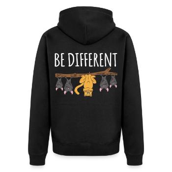 Be Different Cat With Bats - Unisex Premium Organic Zip Hoodie - black - Back - Nico (187cm)