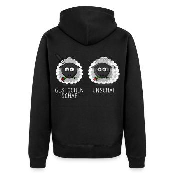 Schaf Unschaf Gestochen Schaf Schafe Brillenträger - Unisex Premium Bio Zip Hoodie - Schwarz - Hinten - Nico (187cm)