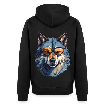 Loup gris dans le style de rue | Amoureux des loups - Veste à capuche bio Premium Unisexe - noir - Dos - Nico (187cm)