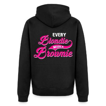 Every Blondie needs a Brownie Tussi Girly Partner - Unisex Premium Organic Zip Hoodie - black - Back - Nico (187cm)