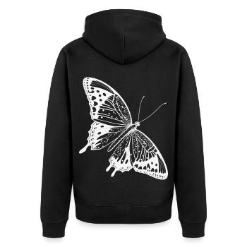 A Jewel of Nature: Illuminating Sketch of a Butterfly Butterfly - Unisex Premium Organic Zip Hoodie - black - Back - Nico (187cm)