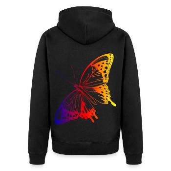 Symphonie radieuse : une étonnante esquisse d’un papillon - Veste à capuche bio Premium Unisexe - noir - Dos - Nico (187cm)