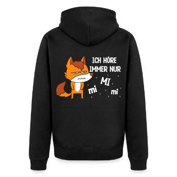 Ich Höre Immer Nur MiMiMi FunStatement - Unisex Premium Bio Zip Hoodie - Schwarz - Hinten - Nico (187cm)