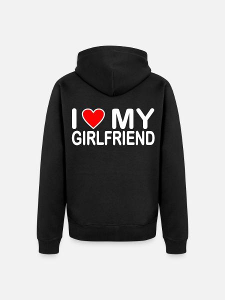 I love my girlfriend - Premium økologisk unisex-hættejakke - sort