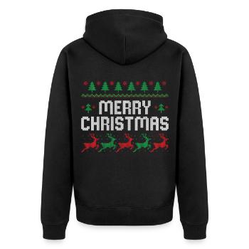 Merry Christmas - Unisex Premium Organic Zip Hoodie - black - Back - Nico (187cm)