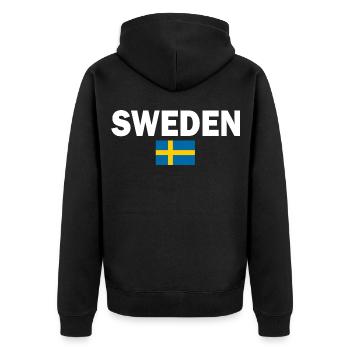 Sweden - Unisex Premium Organic Zip Hoodie - black - Back - Nico (187cm)