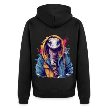 Serpent dans la rue | Serpent de la ville - Veste à capuche bio Premium Unisexe - noir - Dos - Nico (187cm)