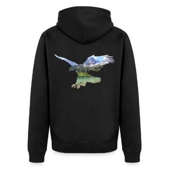 Eagle lake mountain mountains fly clouds shirt - Unisex Premium Organic Zip Hoodie - black - Back - Nico (187cm)
