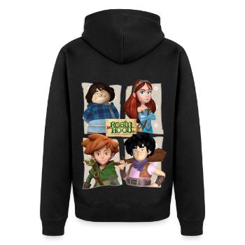 Robin Hood Tuck Marian Robin Und Little John - Unisex Premium Bio Zip Hoodie - Schwarz - Hinten - Nico (187cm)