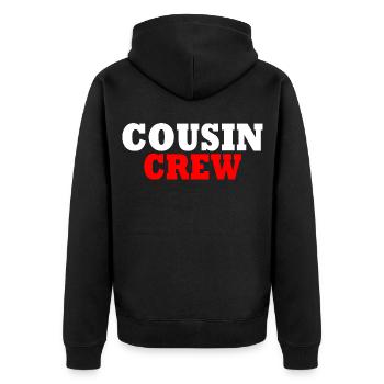 Cousin crew - Unisex Premium Organic Zip Hoodie - black - Back - Nico (187cm)