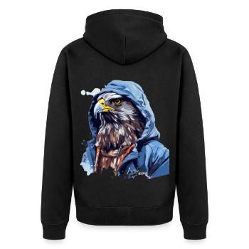 Streetstyle-Falke | Falken-Liebhaber - Unisex Premium Bio Zip Hoodie - Schwarz - Hinten - Nico (187cm)