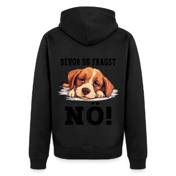 Before You Ask Nope No Dog Funny Saying Humor - Unisex Premium Organic Zip Hoodie - black - Back - Nico (187cm)