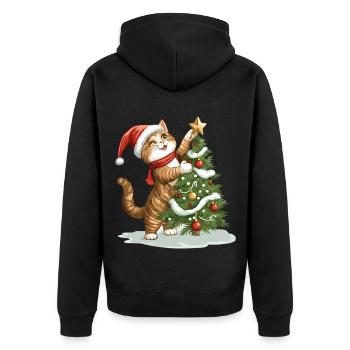 Chat Arbre de Noël Noël Noël Mignon Drôle - Veste à capuche bio Premium Unisexe - noir - Dos - Nico (187cm)