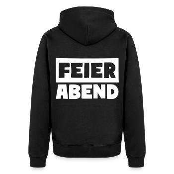 FEIERABEND Wochenende Urlaub Job Beruf - Unisex Premium Bio Zip Hoodie - Schwarz - Hinten - Nico (187cm)