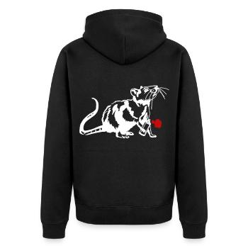 Street Art Ratte mit Graffiti Can - Unisex Premium Bio Zip Hoodie - Schwarz - Hinten - Nico (187cm)