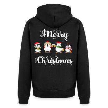Merry Christmas Pinguin Bier - Unisex Premium Bio Zip Hoodie - Schwarz - Hinten - Nico (187cm)