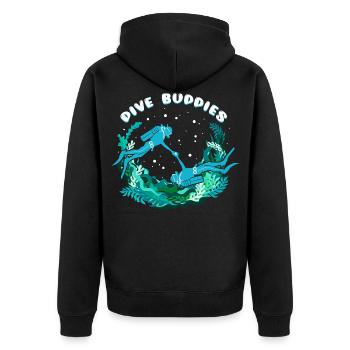 Dive Buddies - Unisex Premium Bio Zip Hoodie - Schwarz - Hinten - Nico (187cm)