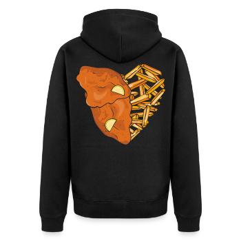 Schnitzel Pommes Herz Schnitzelfreunde - Unisex Premium Bio Zip Hoodie - Schwarz - Hinten - Nico (187cm)