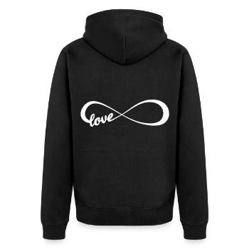 Unendliche Liebe - Unisex Premium Bio Zip Hoodie - Schwarz - Hinten - Nico (187cm)