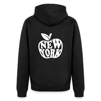 Big Apple New York NYC - Unisex Premium Bio Zip Hoodie - Schwarz - Hinten - Nico (187cm)
