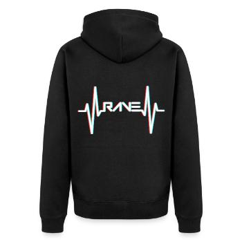 RAVE Heartbeat Raver EDM - Unisex Premium Organic Zip Hoodie - black - Back - Nico (187cm)