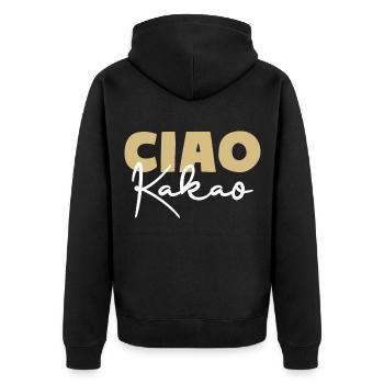 Ciao Cocoa - Unisex Premium Organic Zip Hoodie - black - Back - Nico (187cm)
