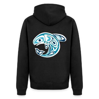 Wal - Unisex Premium Bio Zip Hoodie - Schwarz - Hinten - Nico (187cm)
