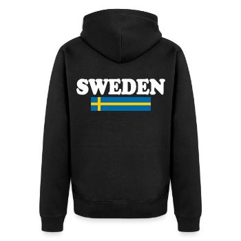 Schweden - Unisex Premium Organic Zip Hoodie - black - Back - Nico (187cm)