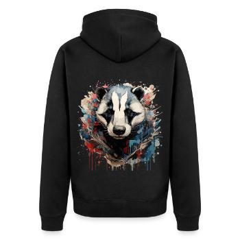 Graffiti Hunter : vibrations du blaireau américain - Veste à capuche bio Premium Unisexe - noir - Dos - Nico (187cm)