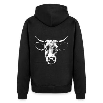 Cow / Cow / Cattle / Portrait / Head - Unisex Premium Organic Zip Hoodie - black - Back - Nico (187cm)