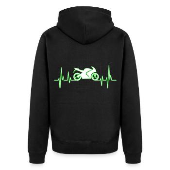 Moto Heartbeat ECG Moto Motorsport Biker - Veste à capuche bio Premium Unisexe - noir - Dos - Nico (187cm)