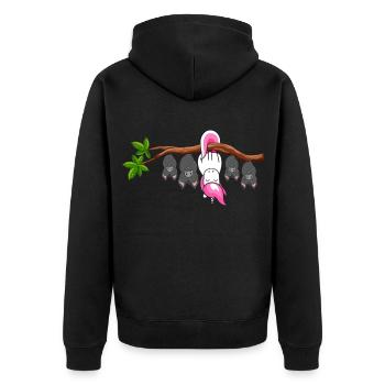 Be Different unicorn hangs with bats on the tree - Unisex Premium Organic Zip Hoodie - black - Back - Nico (187cm)