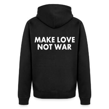 Make love not war - Unisex Premium Bio Zip Hoodie - Schwarz - Hinten - Nico (187cm)