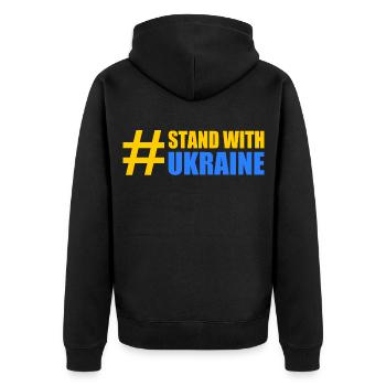 stand with ukraine - Unisex Premium Organic Zip Hoodie - black - Back - Nico (187cm)