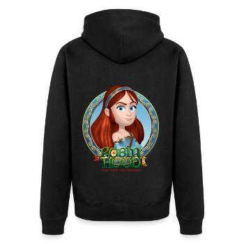 Robin Hood Portrait Von Maid Marian - Unisex Premium Bio Zip Hoodie - Schwarz - Hinten - Nico (187cm)