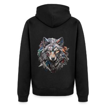Loup gris en style graffiti | Amoureux des loups - Veste à capuche bio Premium Unisexe - noir - Dos - Nico (187cm)