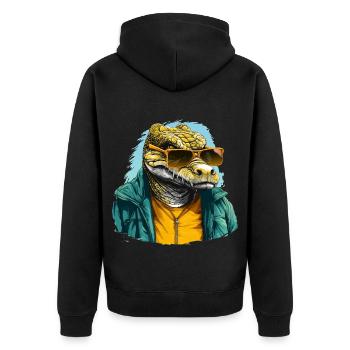 Crocodile de rue | Amoureux des crocodiles - Veste à capuche bio Premium Unisexe - noir - Dos - Nico (187cm)