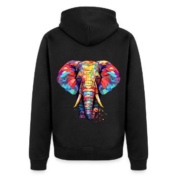 Bunter Origami-Elefant. Geometrische Kunst. - Unisex Premium Bio Zip Hoodie - Schwarz - Hinten - Nico (187cm)