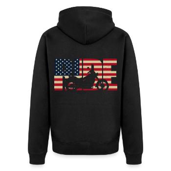 Ride Tricycle Rider Biker American Flag Motor - Unisex Premium Organic Zip Hoodie - black - Back - Nico (187cm)