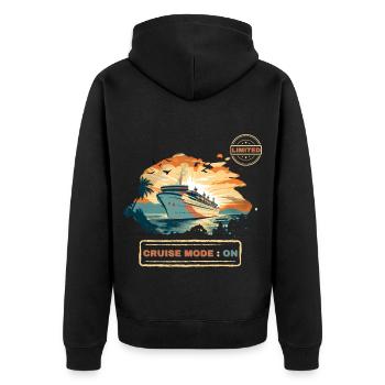Cruise Mode On | Fans of cruises - Unisex Premium Organic Zip Hoodie - black - Back - Nico (187cm)
