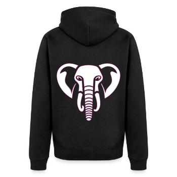 Elephant Majesty: elephant's head print, pink - Unisex Premium Organic Zip Hoodie - black - Back - Nico (187cm)