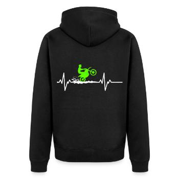 Herzschlag Motocross - Unisex Premium Bio Zip Hoodie - Schwarz - Hinten - Nico (187cm)